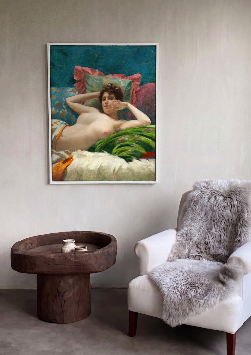 Quadro Decorativo A Odalisca - Theodoros Rall em ambiente decorado