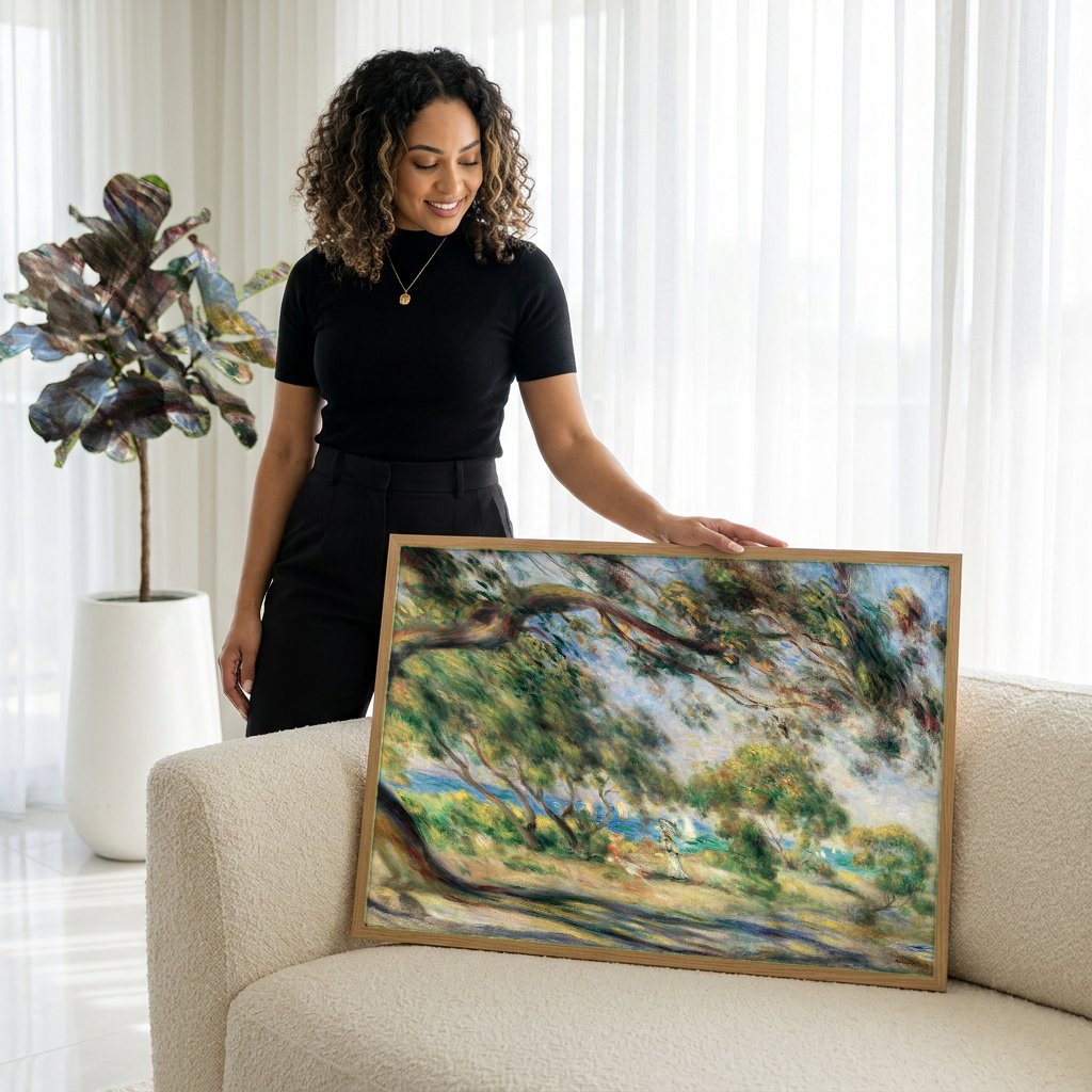 Quadro Decorativo Paisagem com Figuras - Renoir com modelo em ambiente
