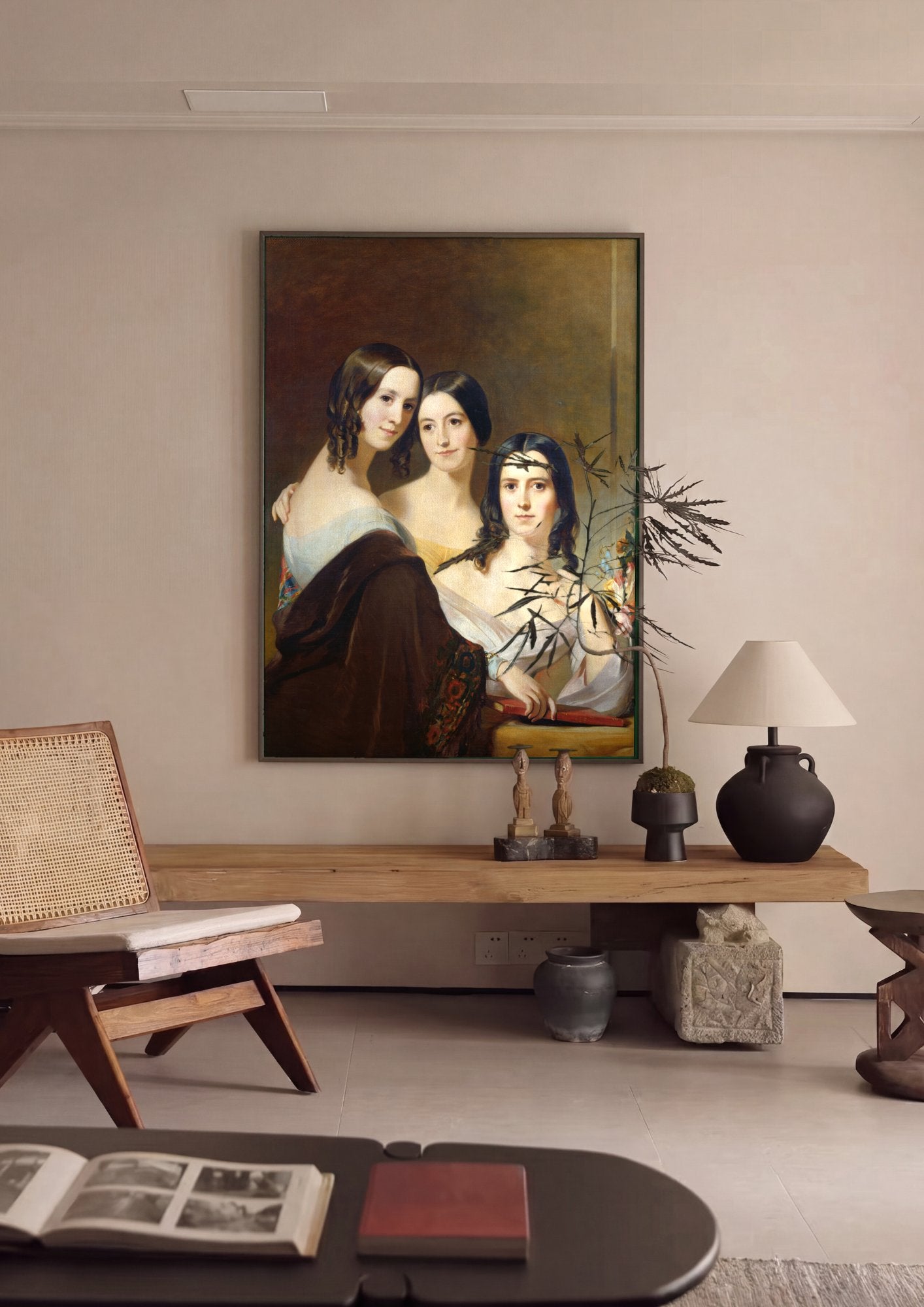 Quadro Decorativo 'As Três Irmãs' - Thomas Sully em ambiente decorado