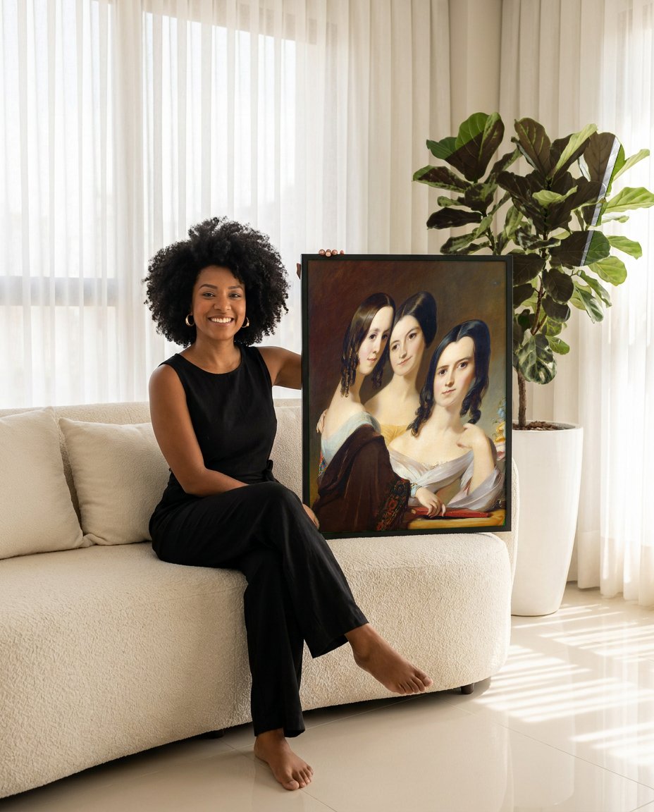 Quadro Decorativo 'As Três Irmãs' - Thomas Sully com modelo em ambiente