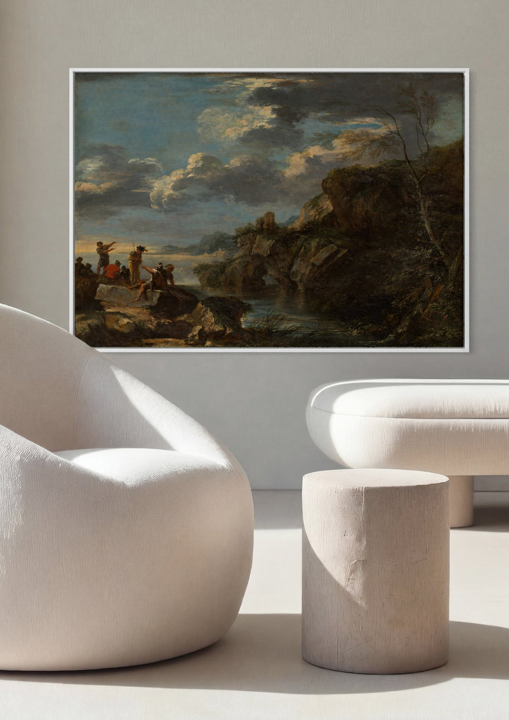 Quadro Decorativo Paisagem com Figuras - Salvator Rosa em ambiente decorado
