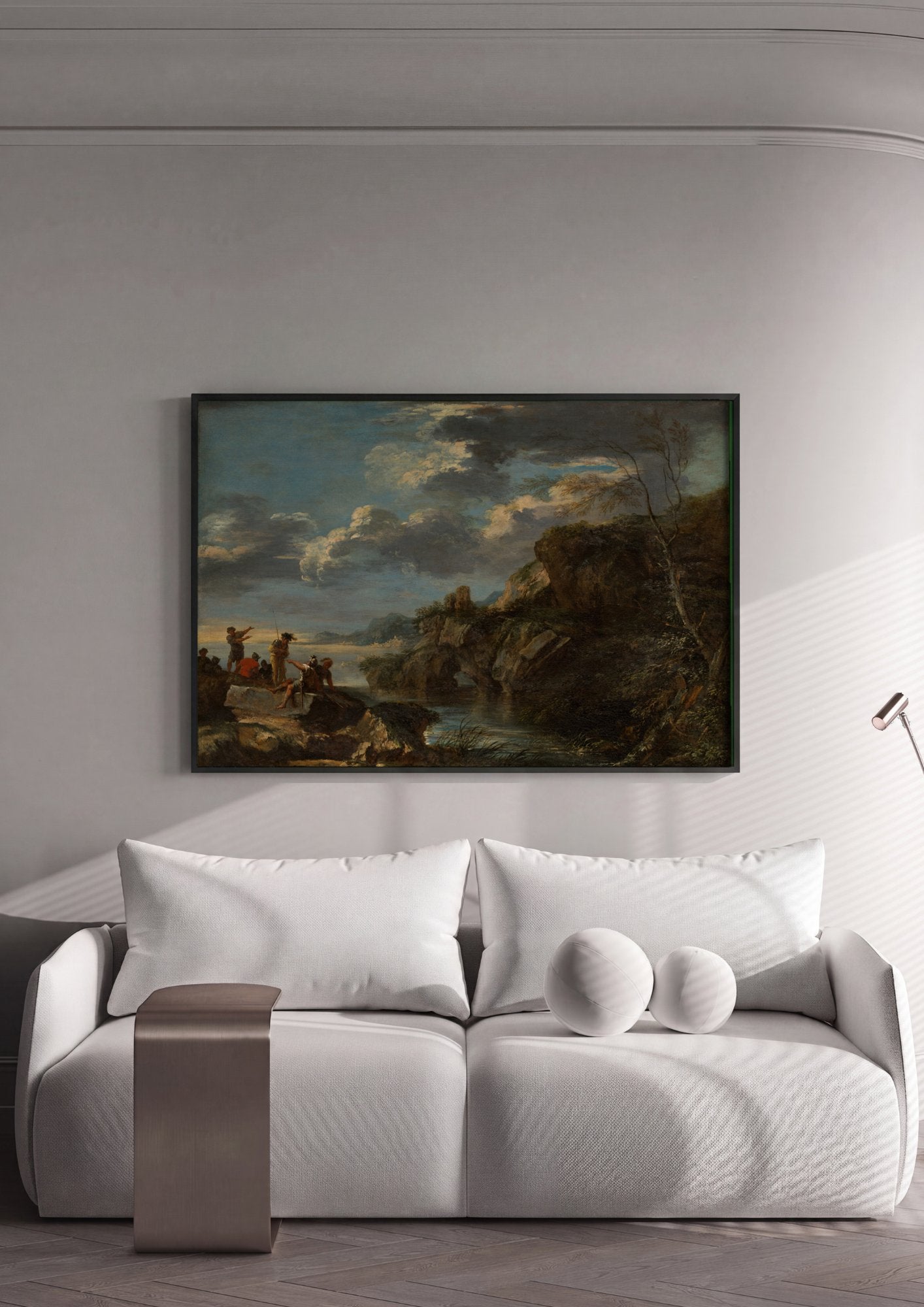 Quadro Decorativo Paisagem com Figuras - Salvator Rosa em ambiente decorado