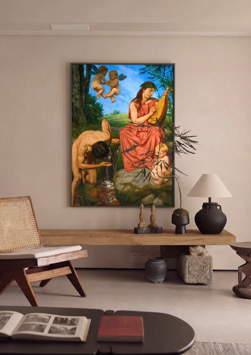 Quadro Decorativo A Fonte da Vida - Hans Thoma em ambiente decorado