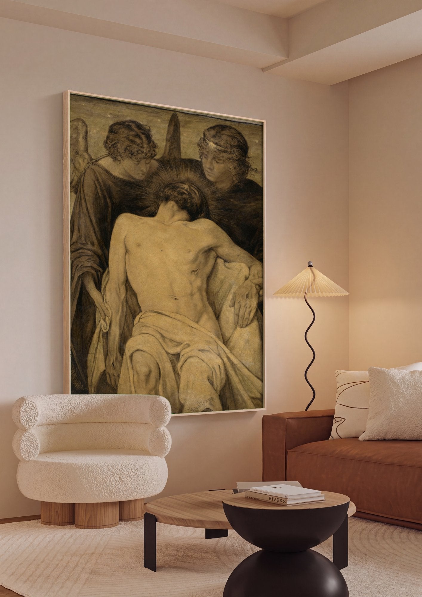 Quadro Decorativo A Piedade (Pietà) - Hans Thoma em ambiente decorado