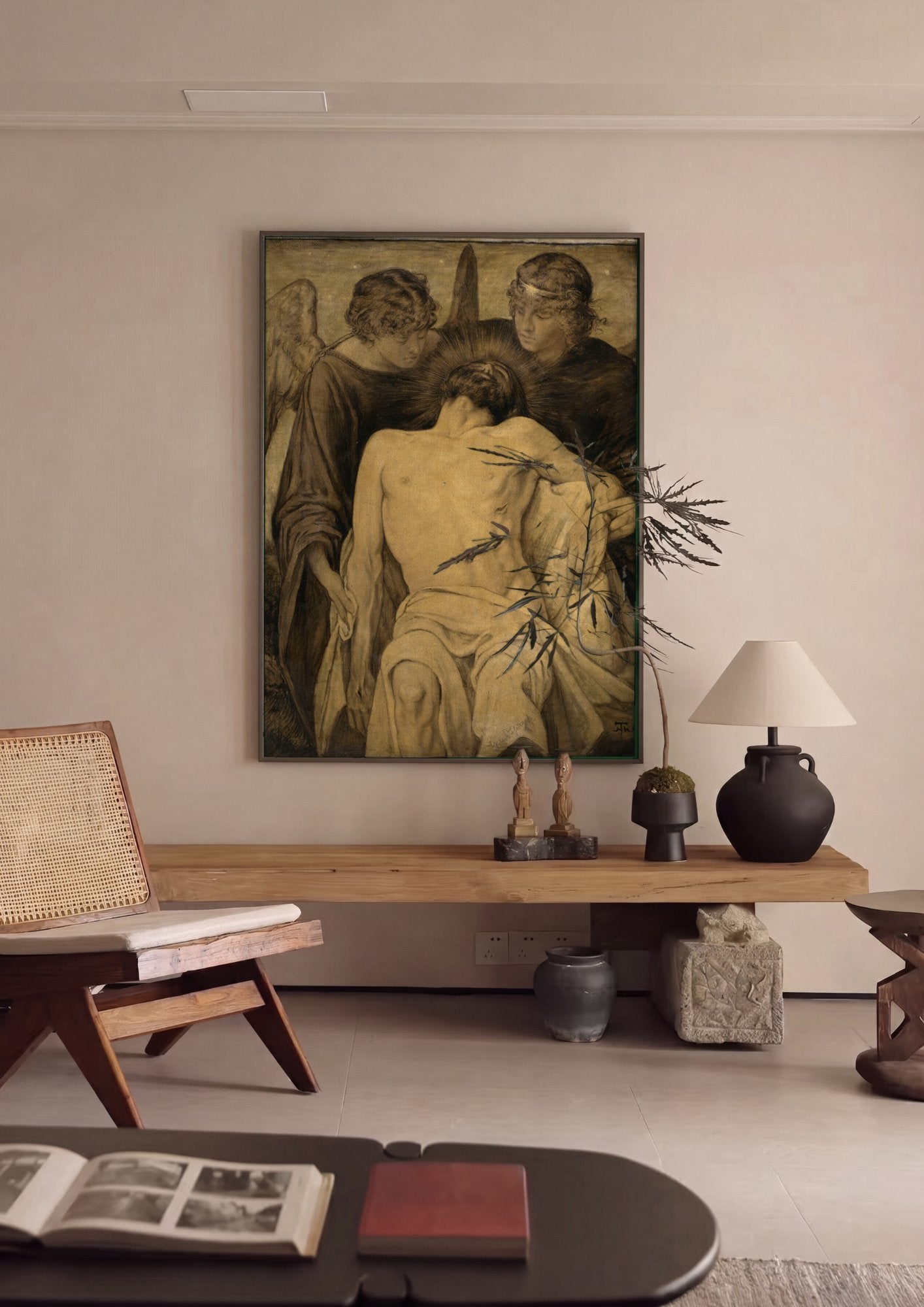 Quadro Decorativo A Piedade (Pietà) - Hans Thoma em ambiente decorado