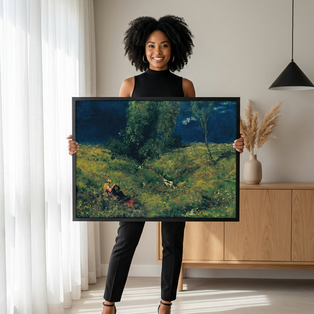 Quadro Decorativo Canção de Verão - Hans Thoma com modelo em ambiente
