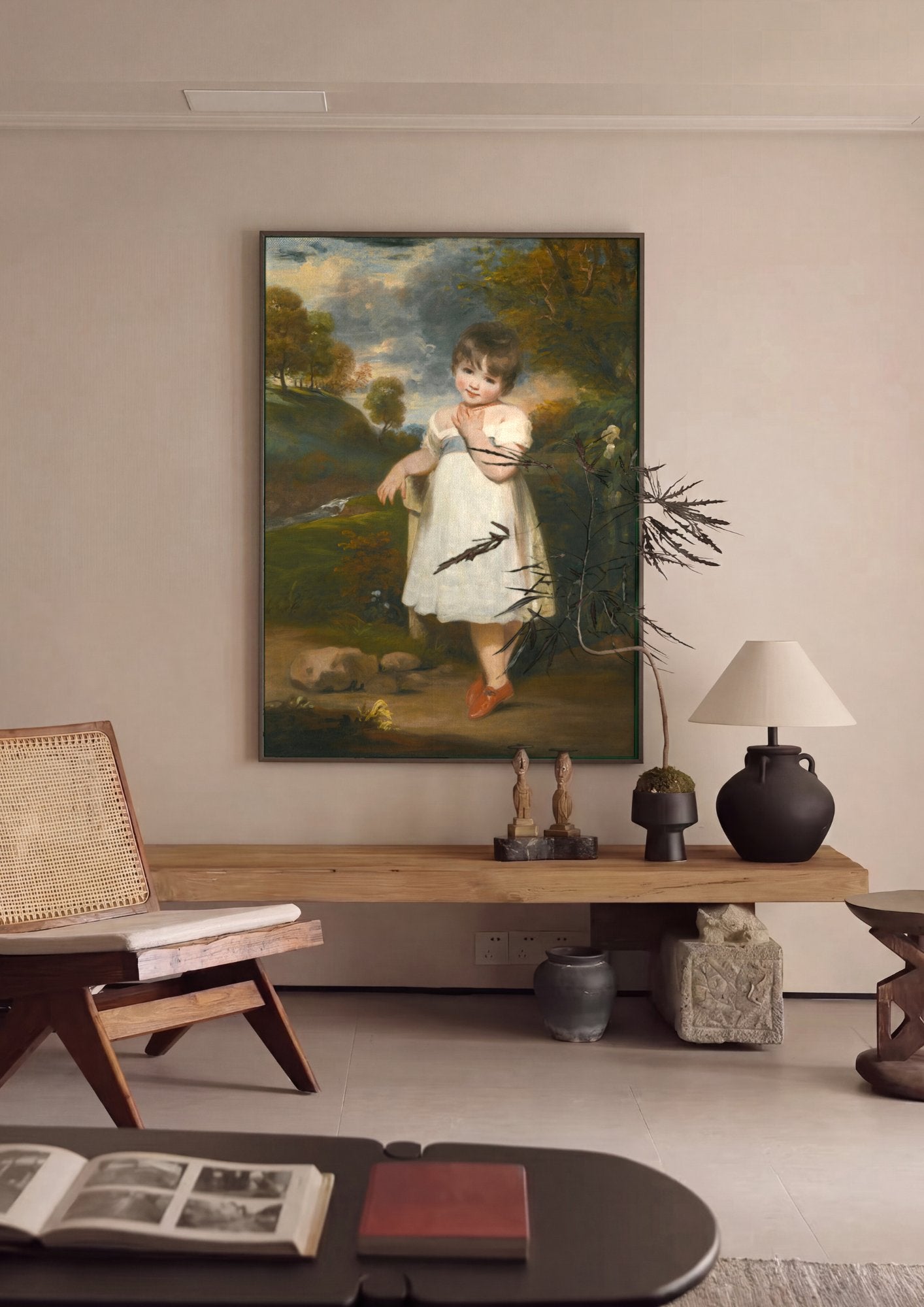 Quadro Decorativo A Menina dos Sapatos Vermelhos - John Hoppner em ambiente decorado