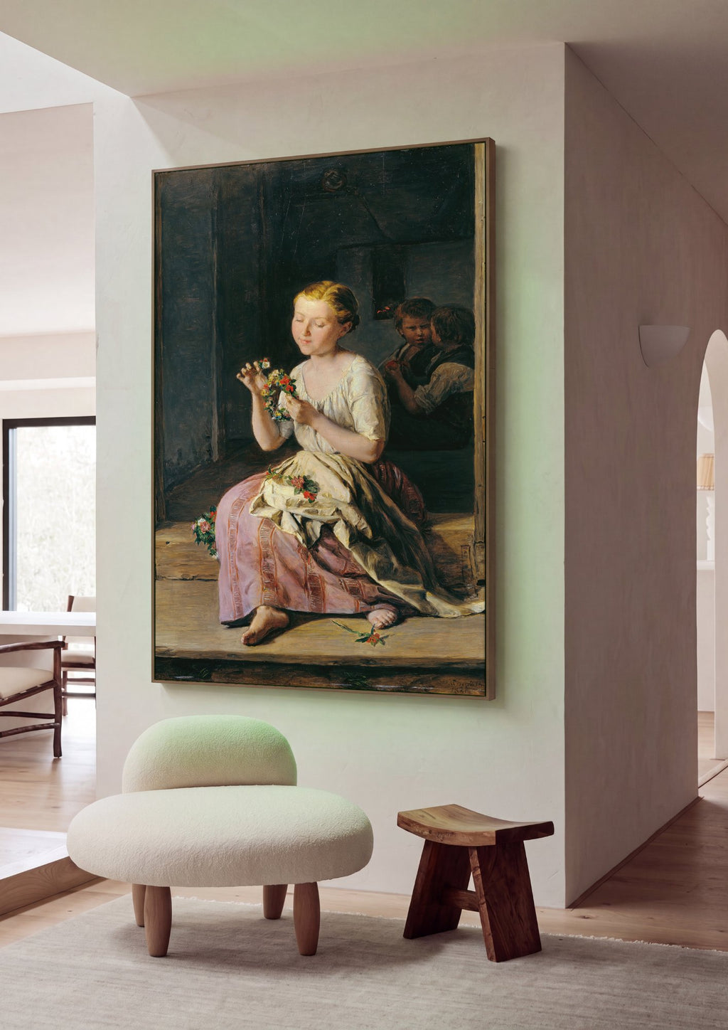 Quadro Decorativo A Grinalda de Flores - Waldmüller em ambiente decorado