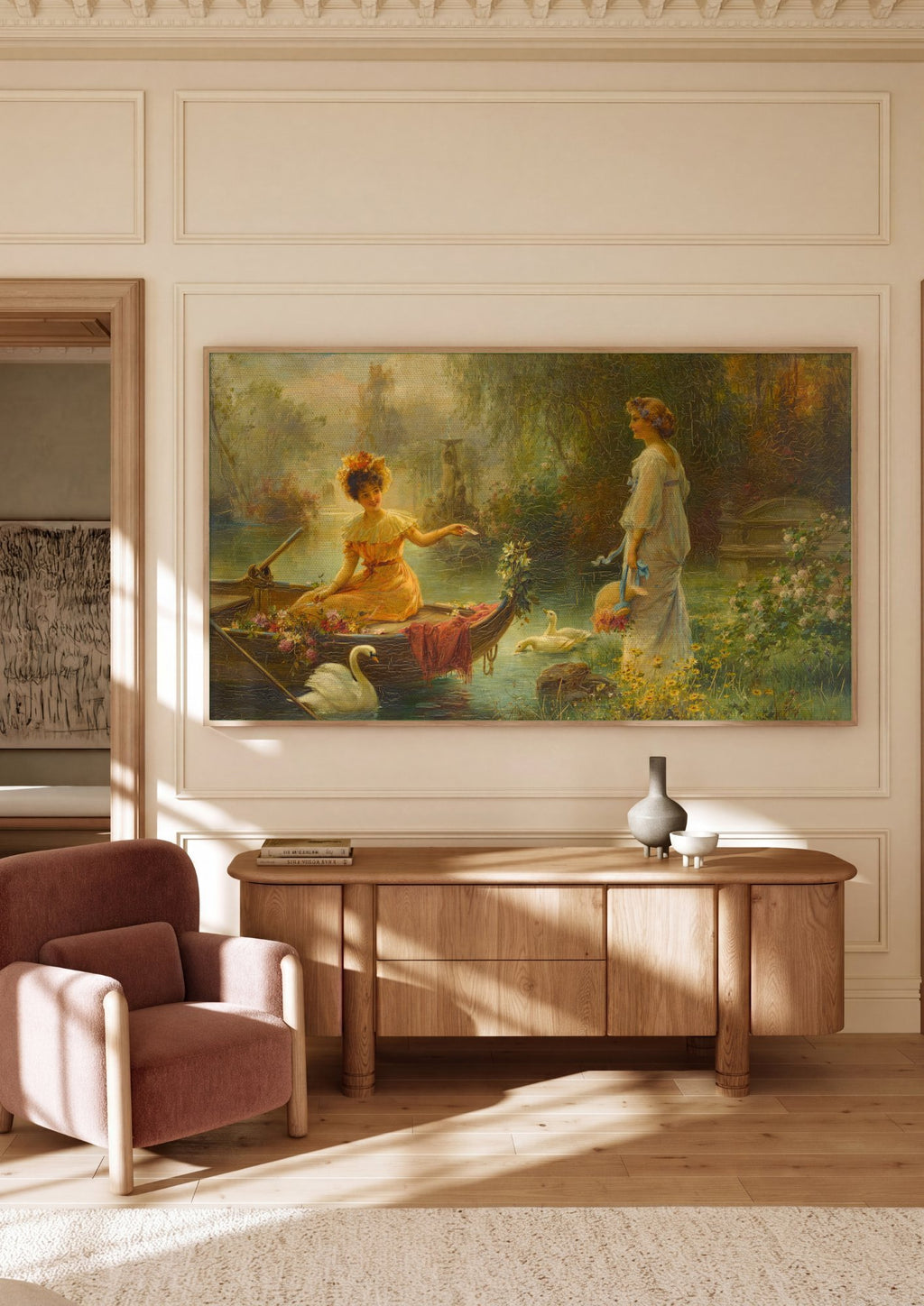 Quadro Decorativo A Oferta Gentil - Hans Zatzka em ambiente decorado
