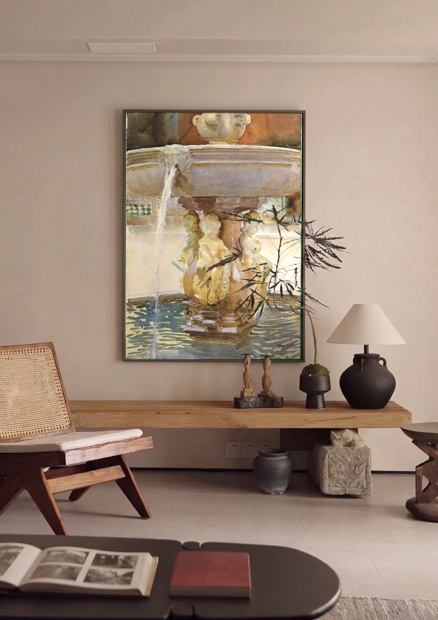 Quadro Decorativo A Fonte – John Singer Sargent em ambiente decorado
