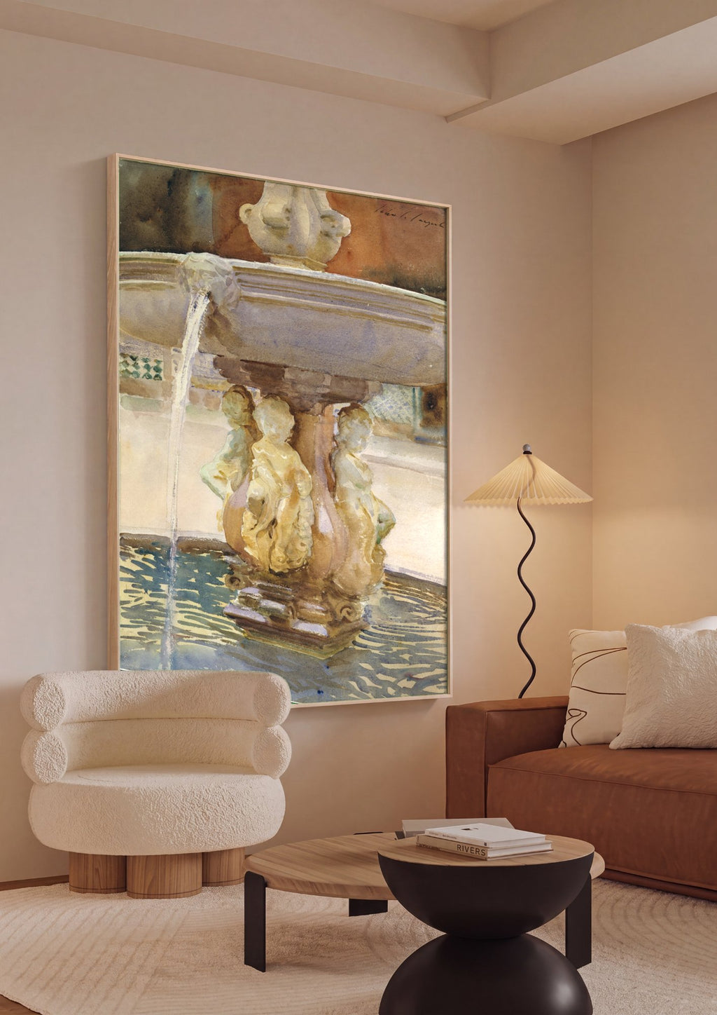 Quadro Decorativo A Fonte – John Singer Sargent em ambiente decorado