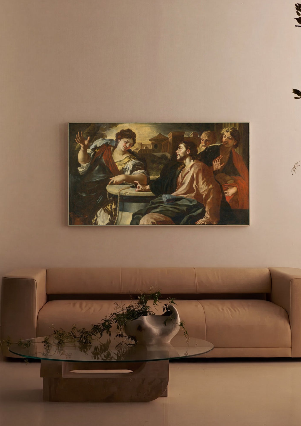 Quadro Decorativo Jesus e a Mulher de Samaria - Francesco Solimena em ambiente decorado