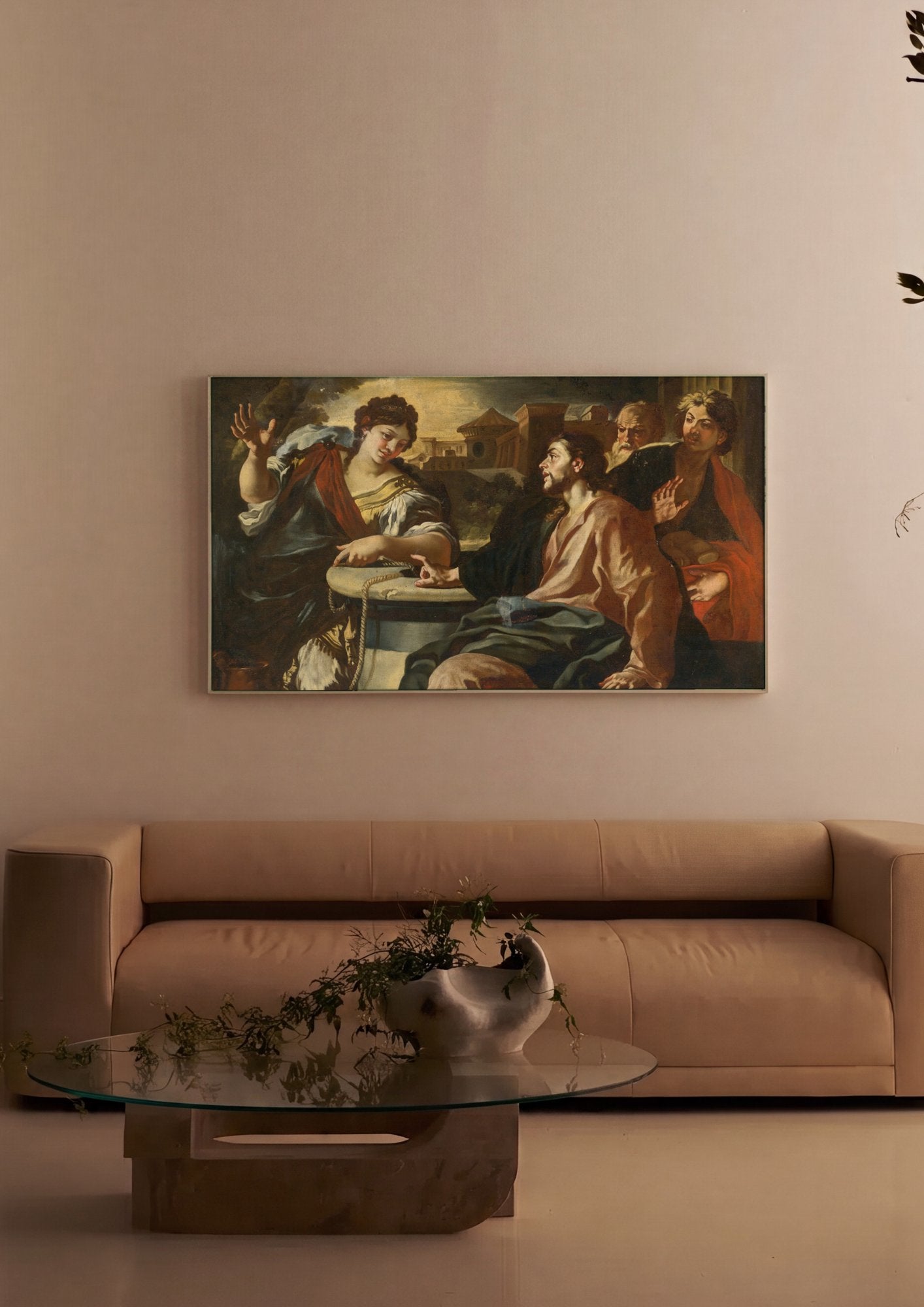 Quadro Decorativo Jesus e a Mulher de Samaria - Francesco Solimena em ambiente decorado