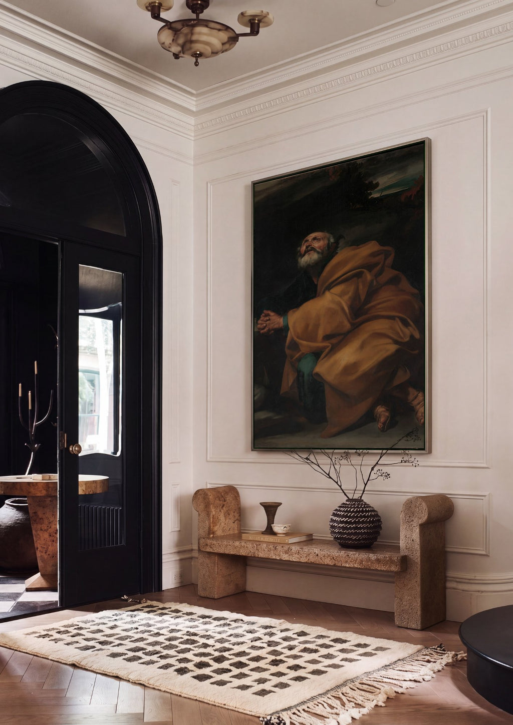 Quadro Decorativo O Arrependimento de São Pedro - Jusepe de Ribera em ambiente decorado