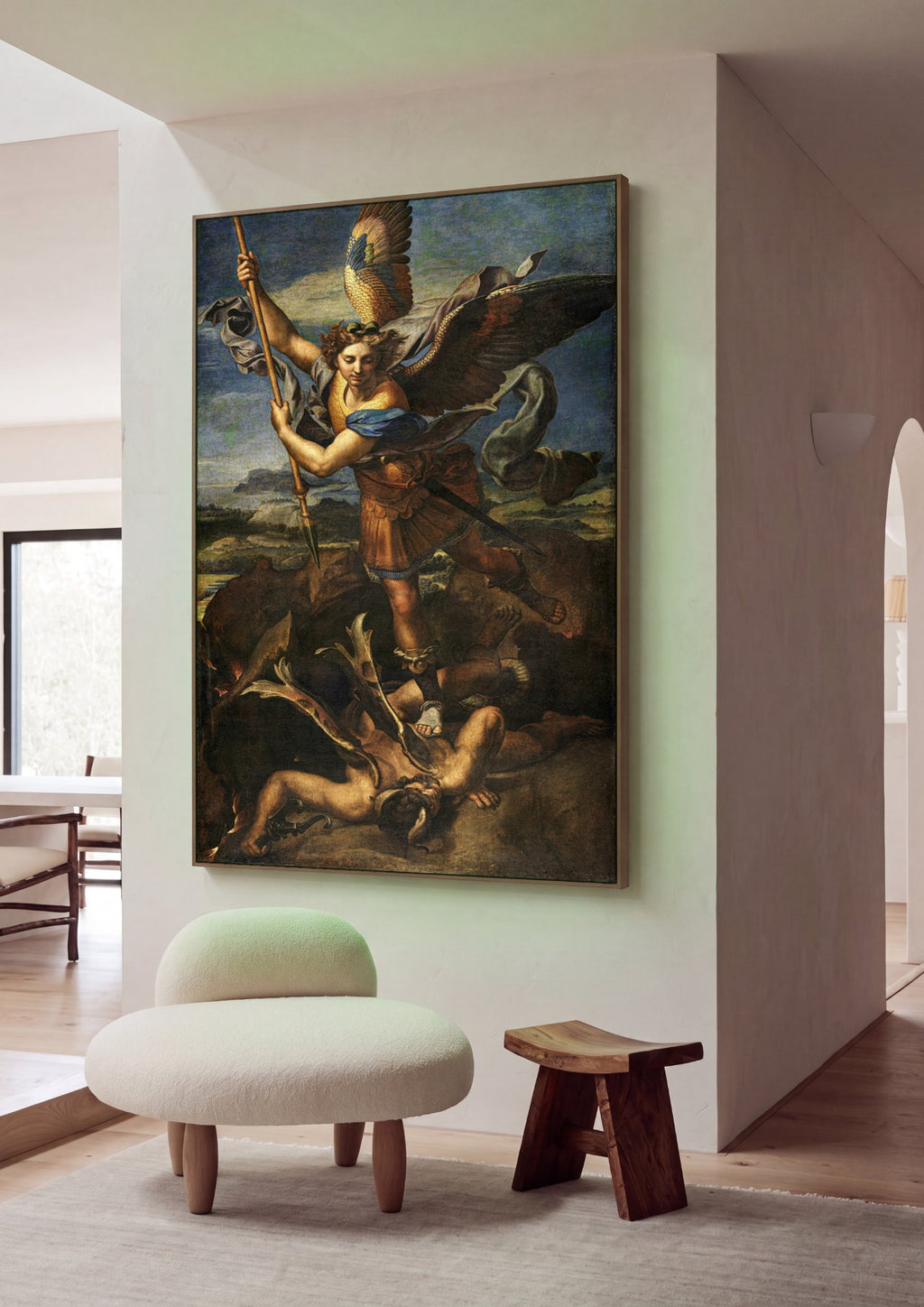 Quadro Decorativo São Miguel Vencendo Satã - Rafael em ambiente decorado