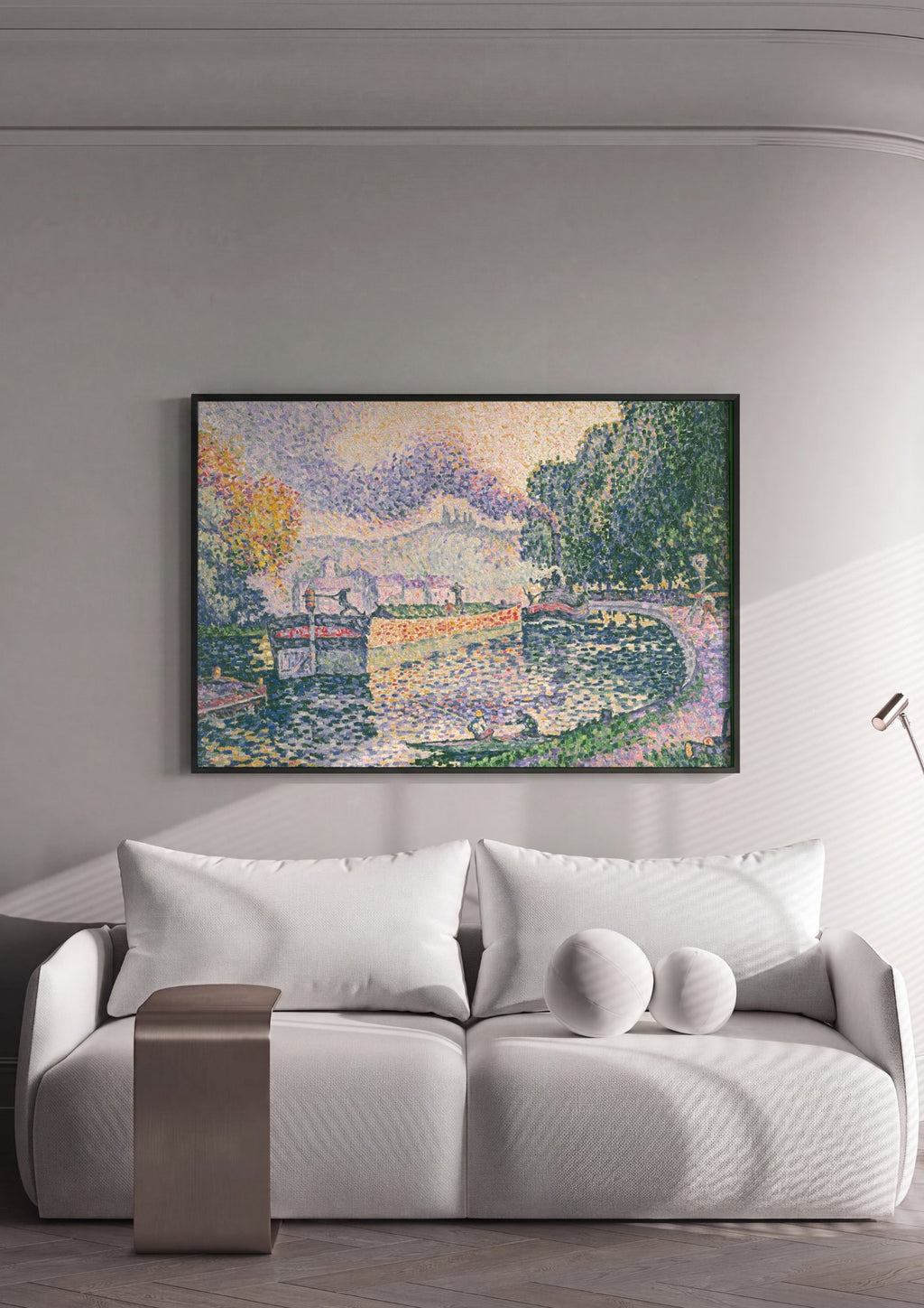 Quadro Decorativo Canal em Veneux-les-Sablons - Paul Signac em ambiente decorado