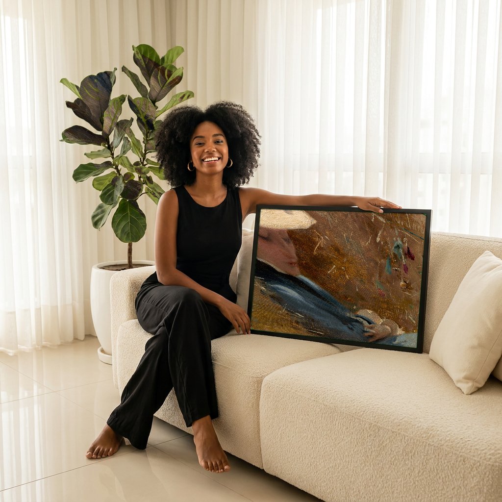 Quadro Decorativo 'Repouso' - John Singer Sargent com modelo em ambiente