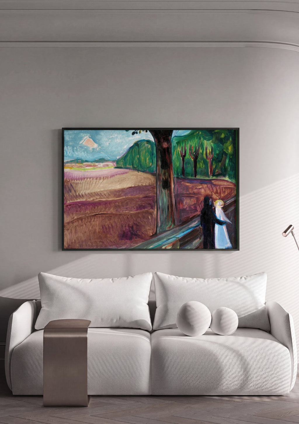 Quadro Decorativo Duas Figuras na Paisagem - Edvard Munch em ambiente decorado