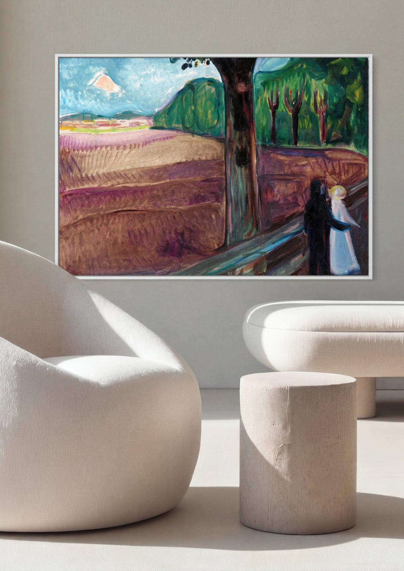Quadro Decorativo Duas Figuras na Paisagem - Edvard Munch em ambiente decorado