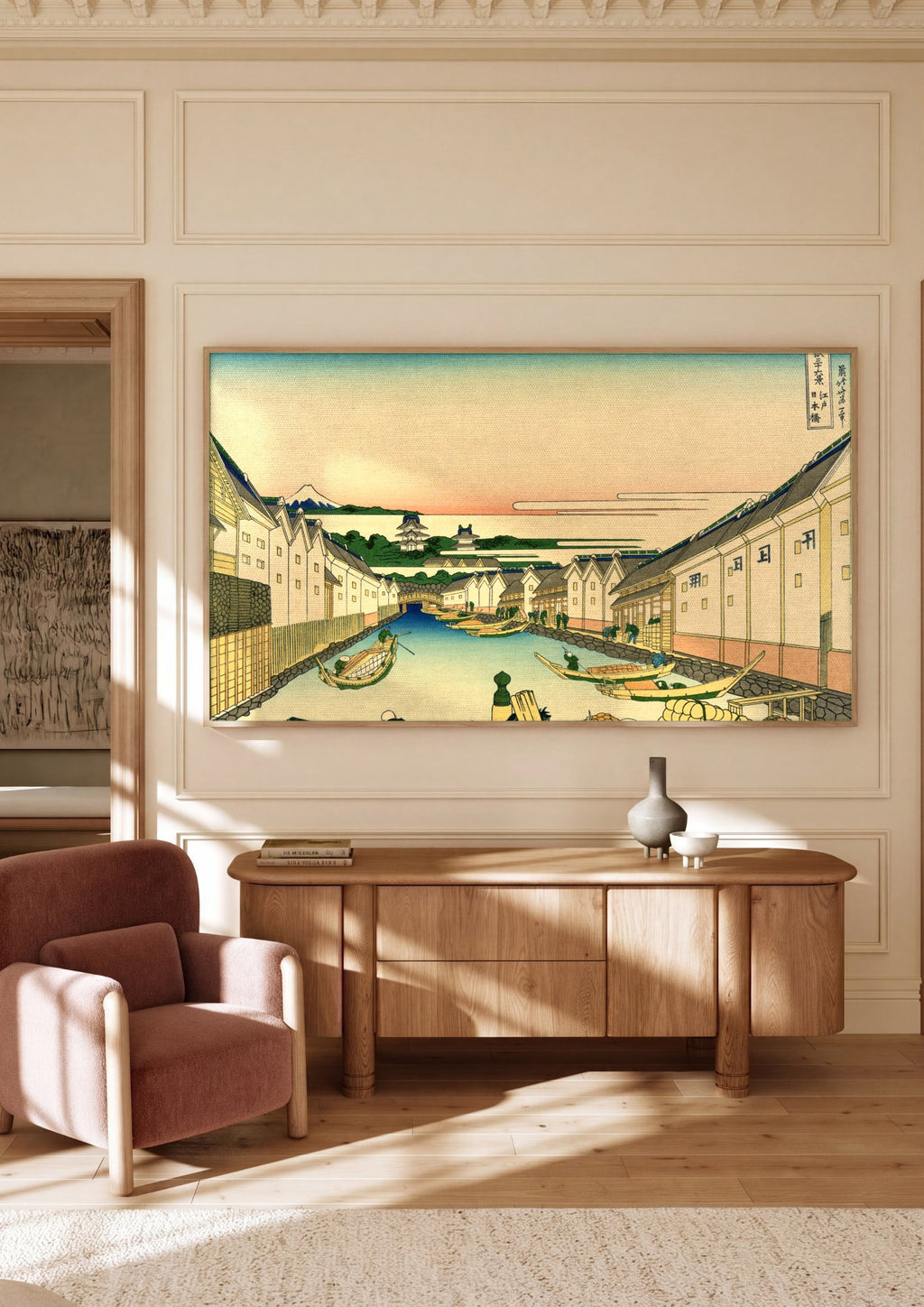 Quadro Decorativo Nihonbashi, Hokusai em ambiente decorado