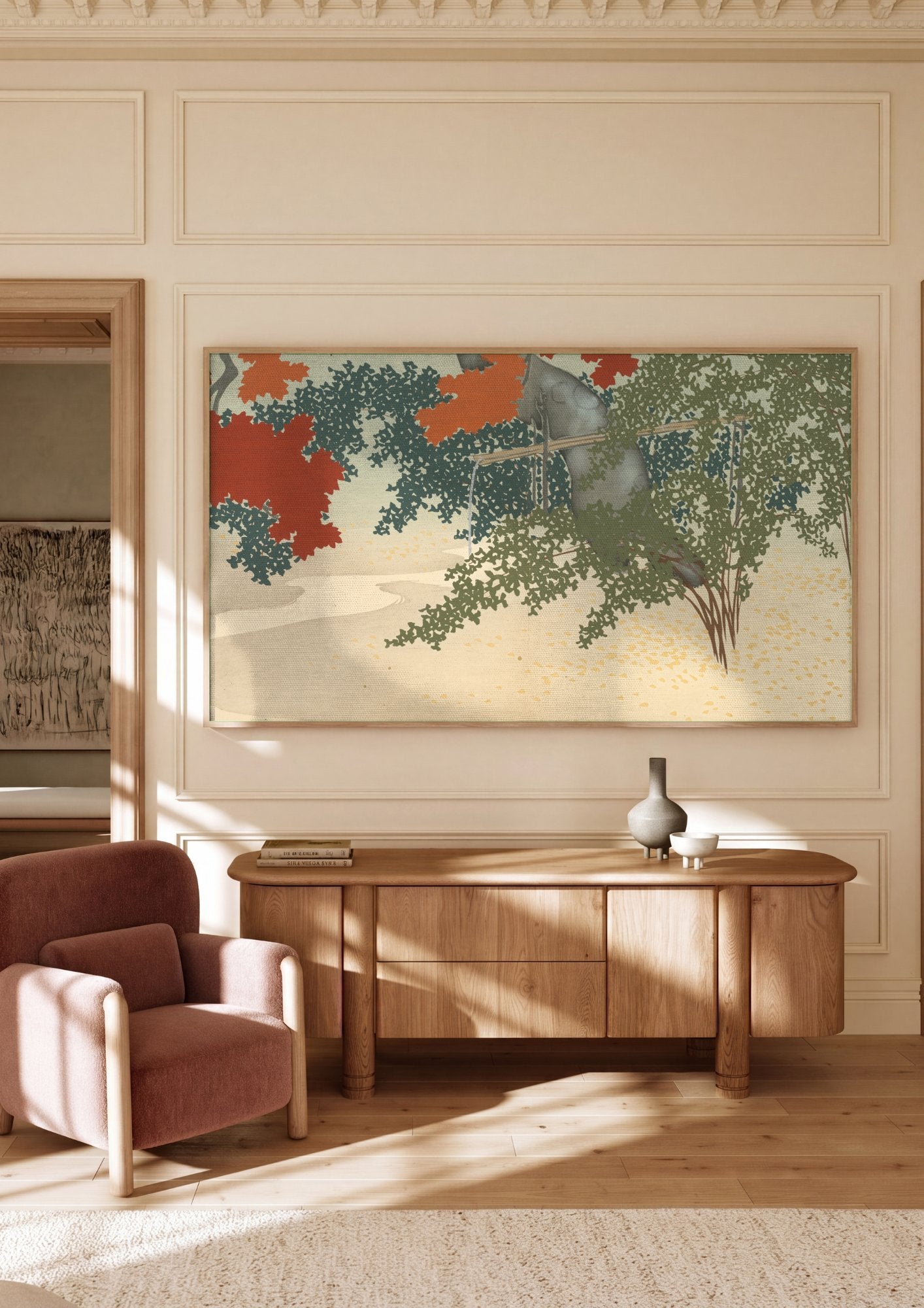 Quadro Decorativo Outono Japonês - Kamisaka Sekka em ambiente decorado