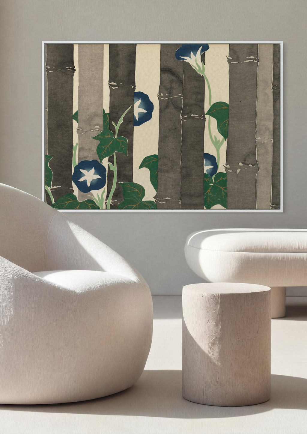 Quadro Decorativo Flores e Bambu - Kamisaka Sekka em ambiente decorado