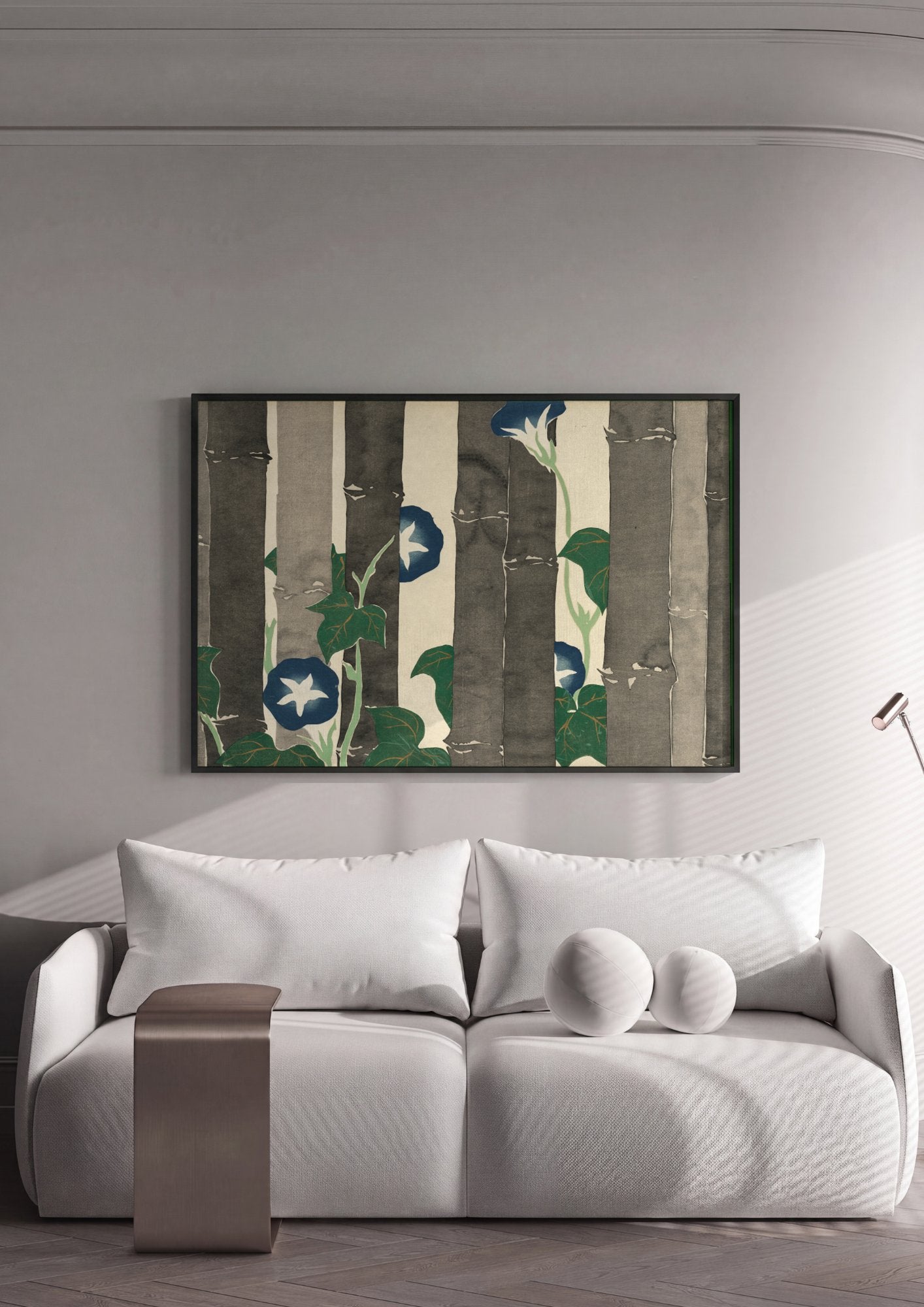 Quadro Decorativo Flores e Bambu - Kamisaka Sekka em ambiente decorado