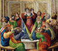 Quadro decorativo do Pentecostes, de Sandro Botticelli, com a Virgem Maria e os apóstolos recebendo o Espírito Santo, em uma cena de fervor e emoção.