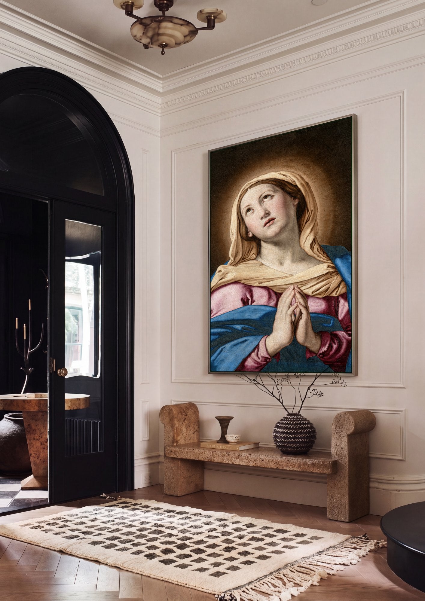 Quadro Decorativo A Virgem em Oração - Sassoferrato em ambiente decorado