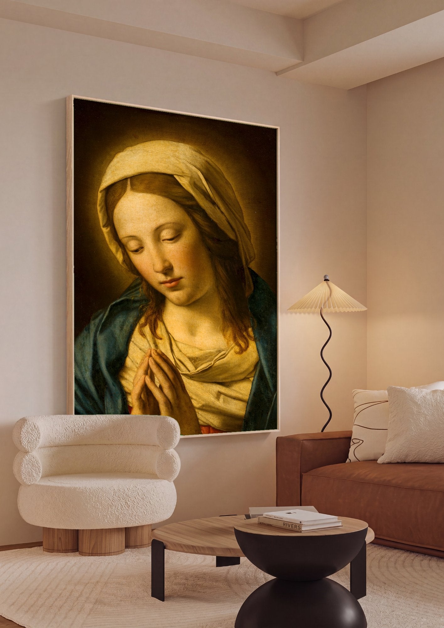 Quadro Decorativo A Virgem em Oração - Sassoferrato em ambiente decorado