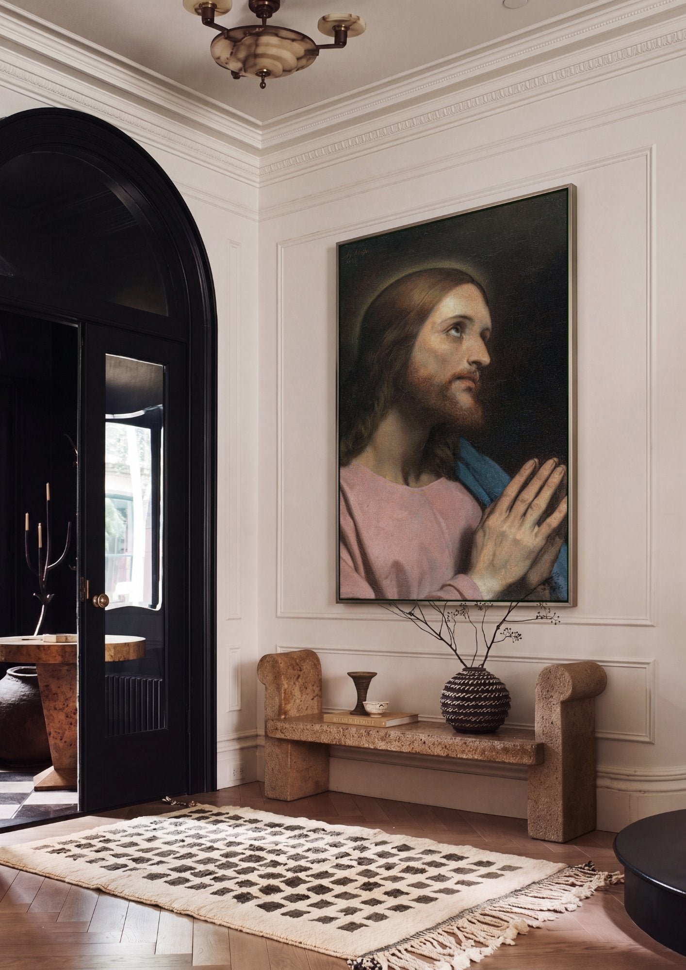 Quadro Decorativo Jesus em Oração - Ary Scheffer em ambiente decorado