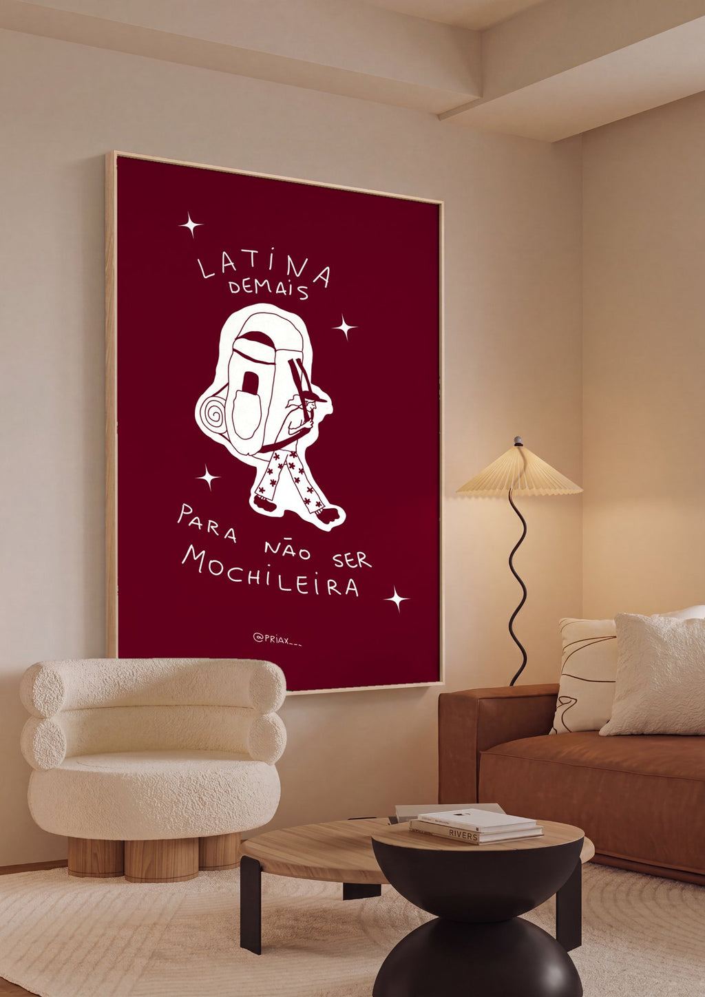 Quadro Decorativo 'Latina' - Bordô - Priscila Maciel em ambiente decorado