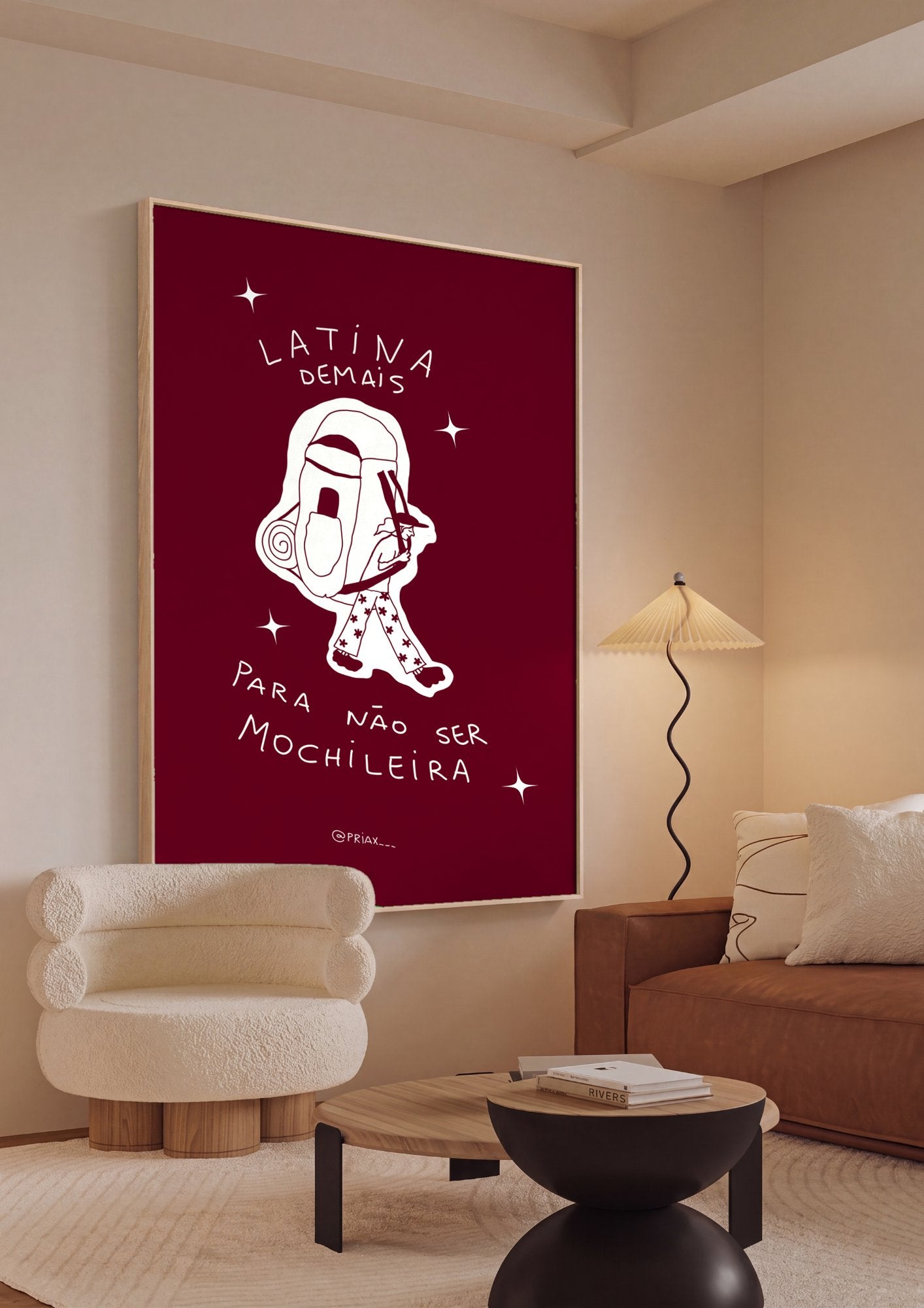 Quadro Decorativo 'Latina' - Bordô - Priscila Maciel em ambiente decorado