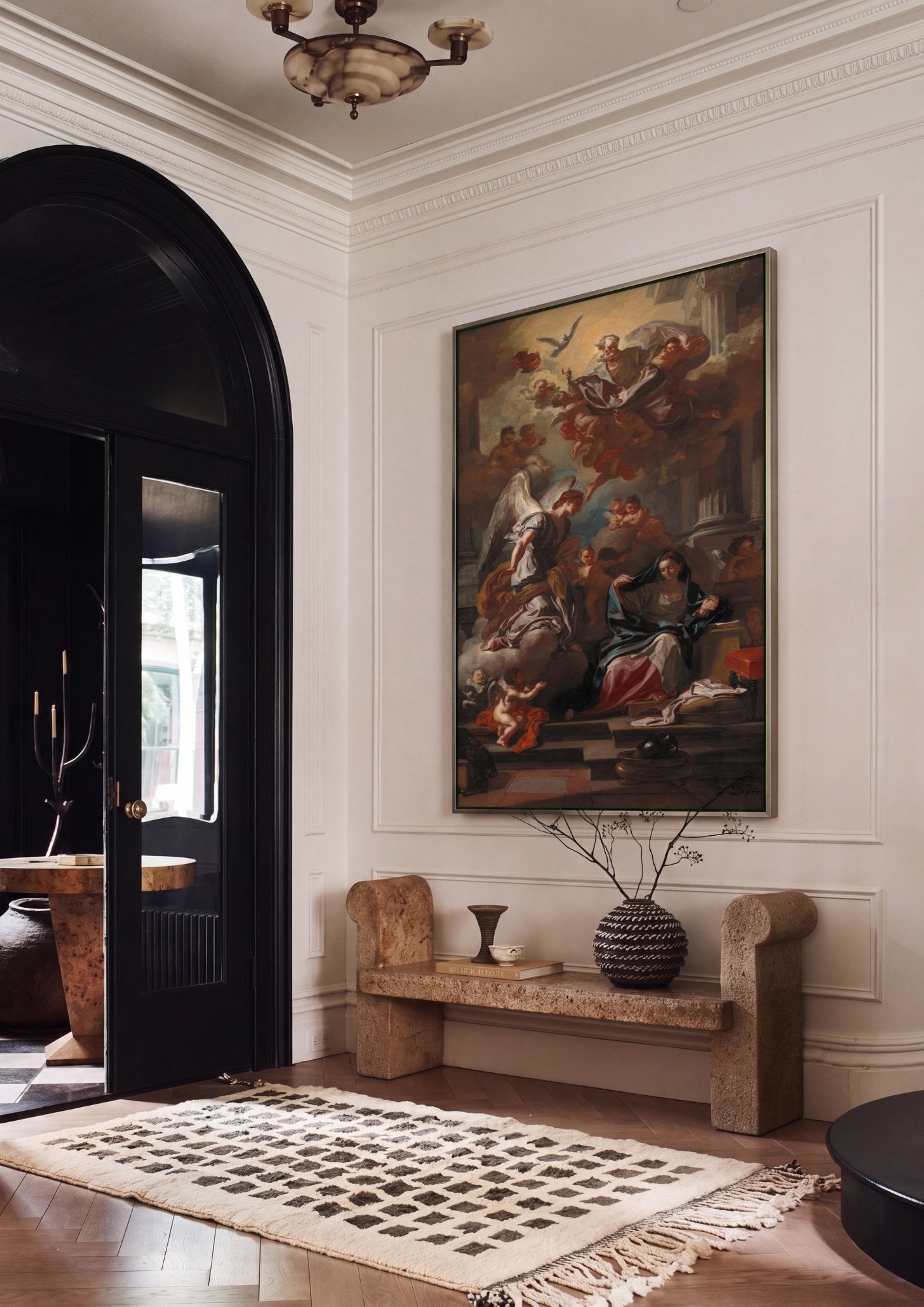 Quadro Decorativo A Anunciação - Francesco Solimena em ambiente decorado