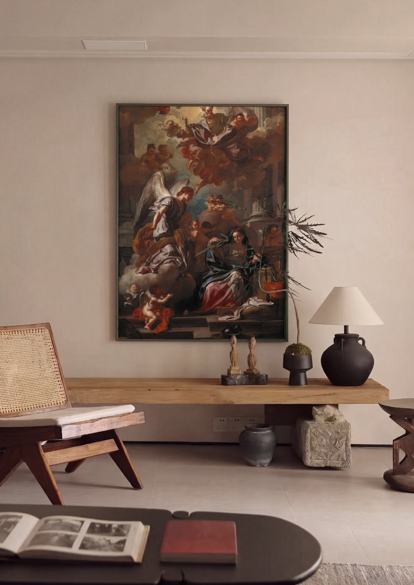 Quadro Decorativo A Anunciação - Francesco Solimena em ambiente decorado