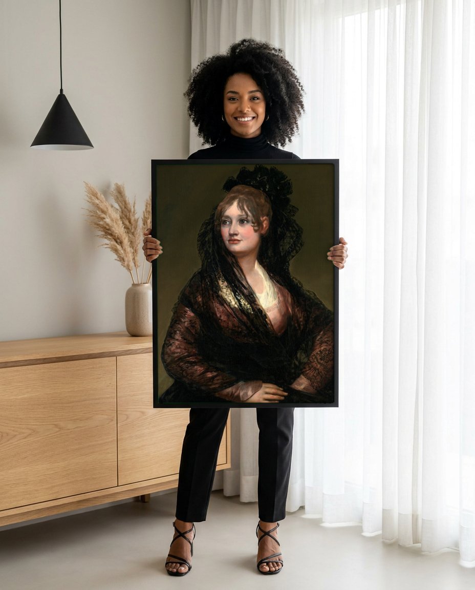 Quadro Decorativo A Jovem Dama – Francisco de Goya com modelo em ambiente