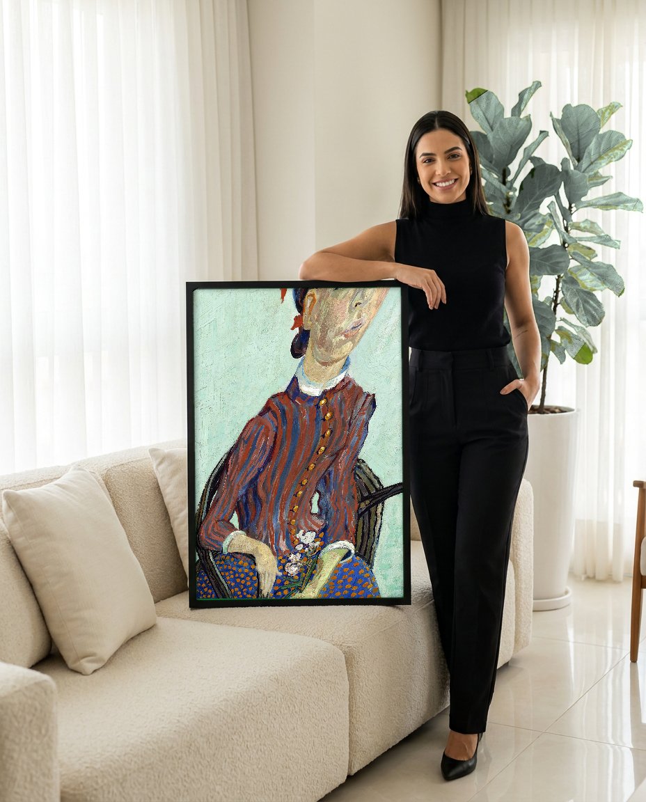 Quadro Decorativo A Italiana (Agostina Segatori) - Van Gogh com modelo em ambiente
