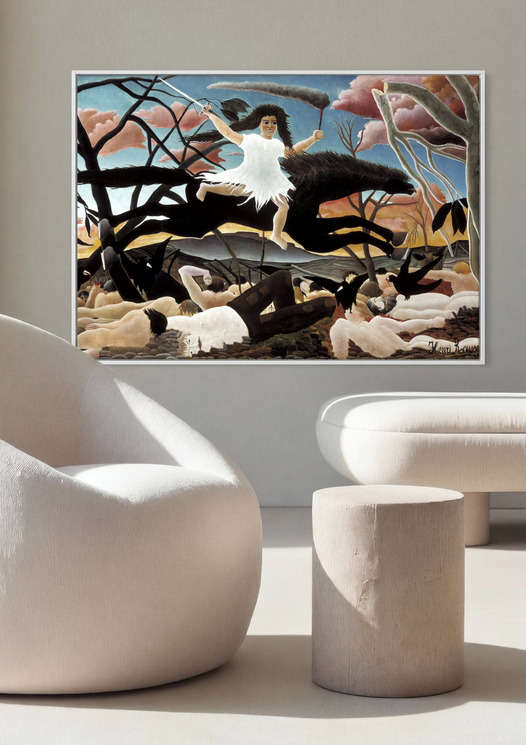 Quadro Decorativo A Guerra - Henri Rousseau em ambiente decorado