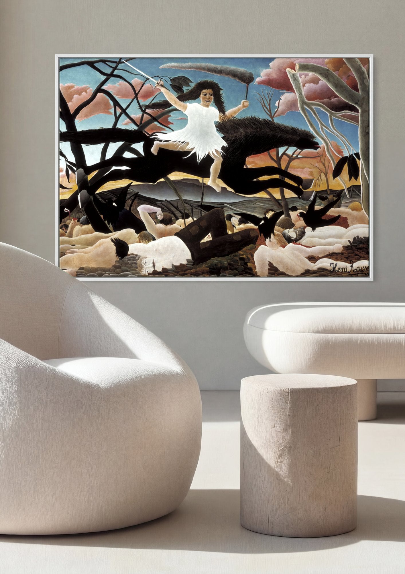 Quadro Decorativo A Guerra - Henri Rousseau em ambiente decorado