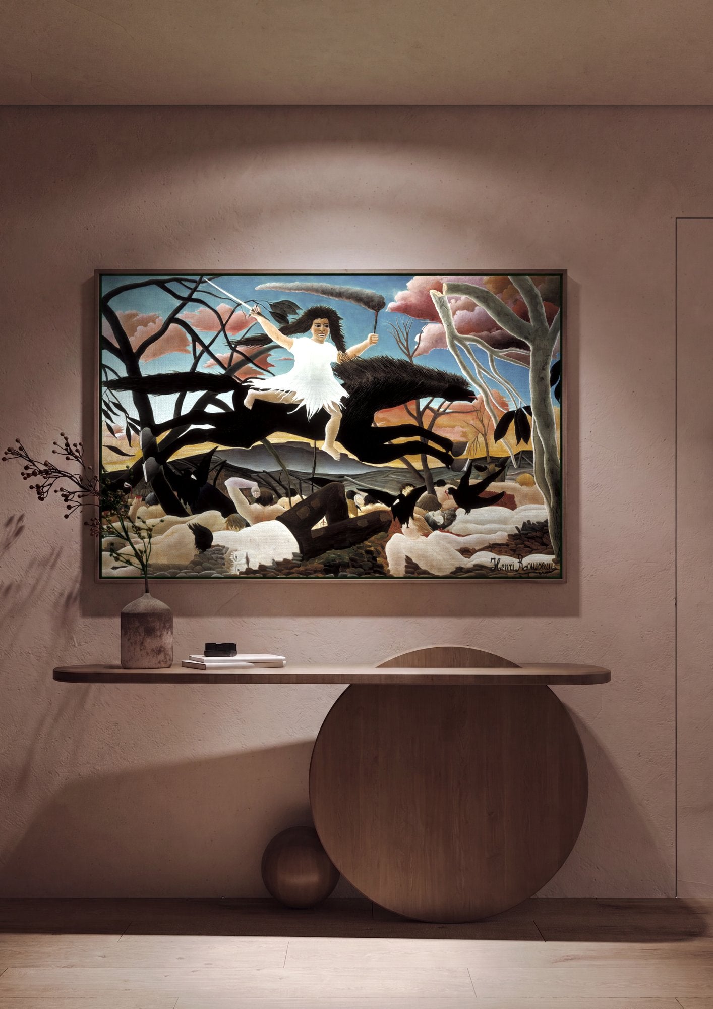 Quadro Decorativo A Guerra - Henri Rousseau em ambiente decorado