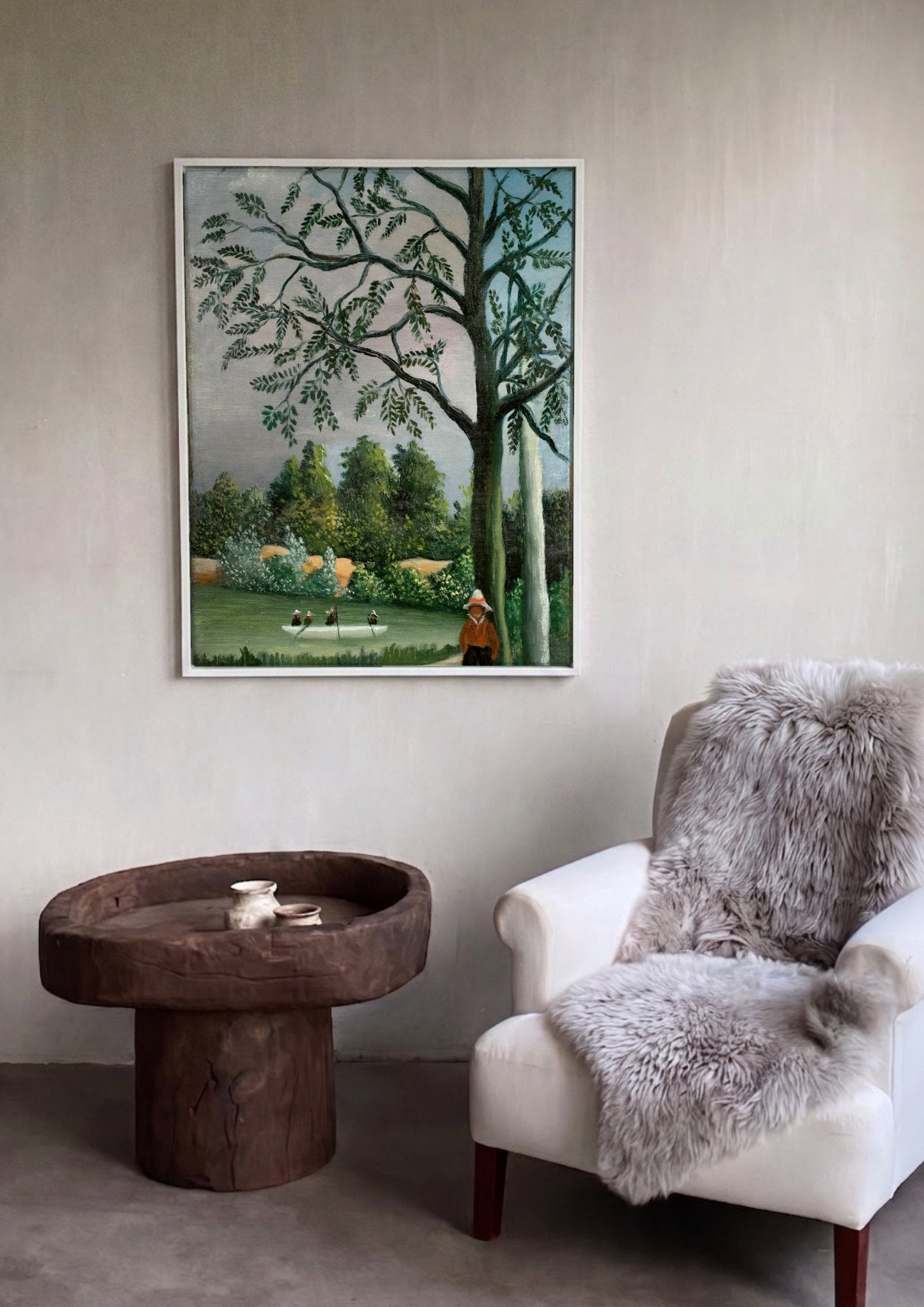 Quadro Decorativo A Remada - Henri Rousseau em ambiente decorado