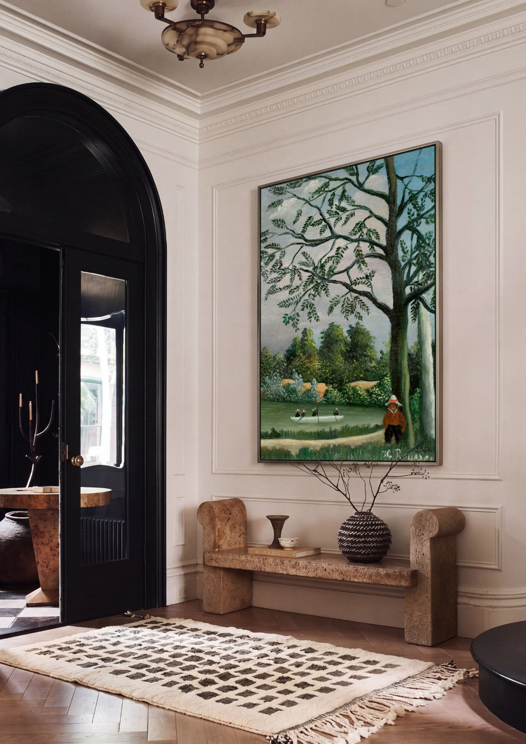 Quadro Decorativo A Remada - Henri Rousseau em ambiente decorado