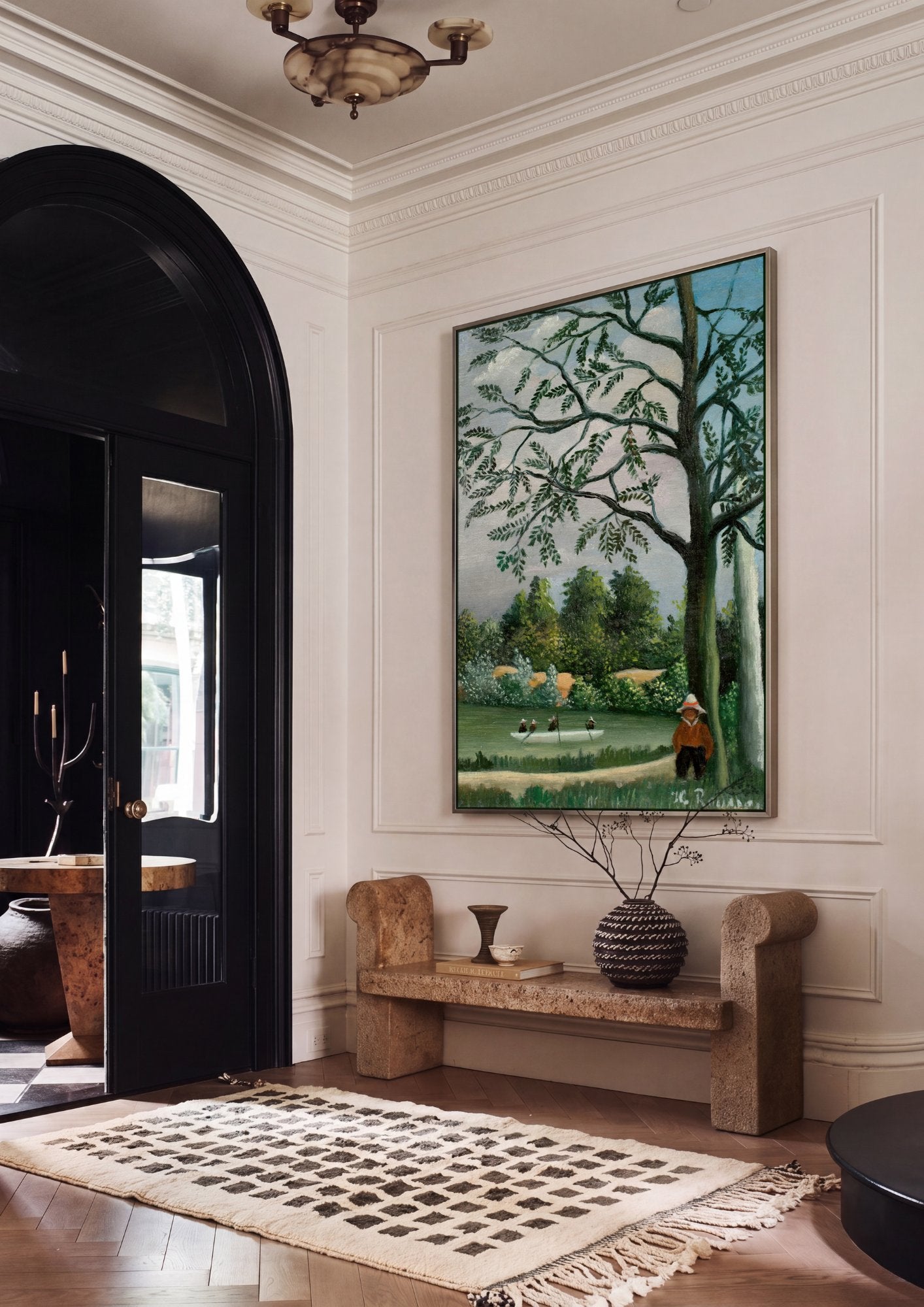 Quadro Decorativo A Remada - Henri Rousseau em ambiente decorado