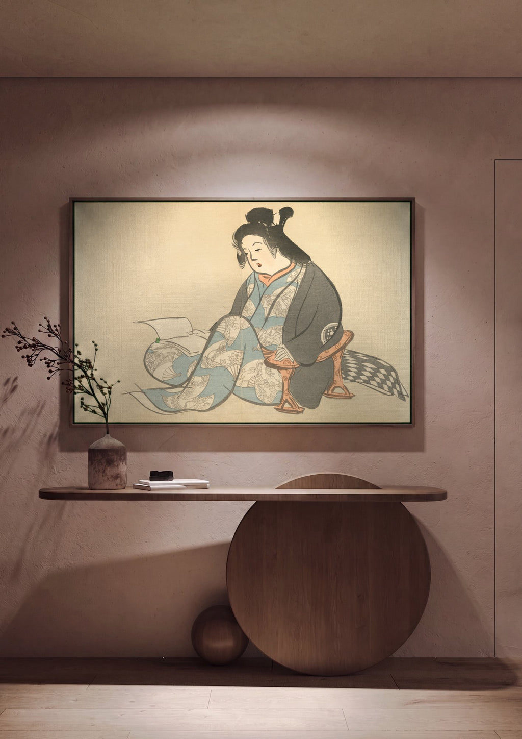 Quadro Decorativo A Leitora - Kamisaka Sekka em ambiente decorado