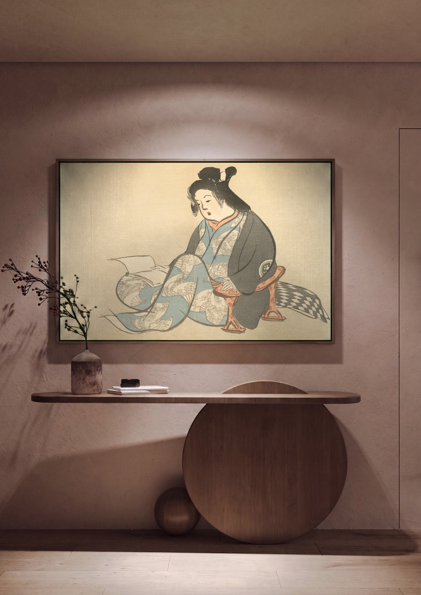 Quadro Decorativo A Leitora - Kamisaka Sekka em ambiente decorado