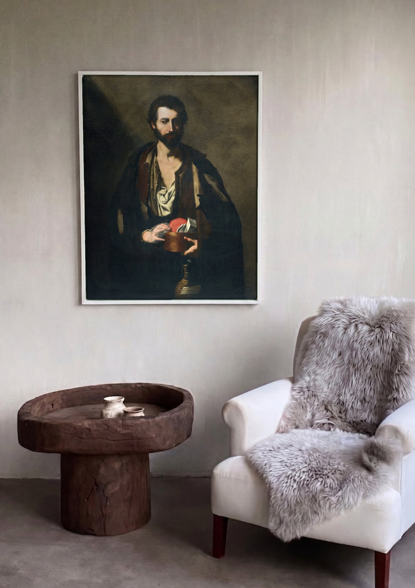 Quadro Decorativo 'O Cego de Gammon' - Jusepe de Ribera em ambiente decorado