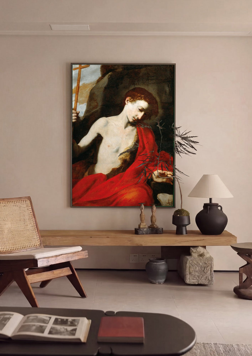 Quadro Decorativo São João Batista - Jusepe de Ribera em ambiente decorado