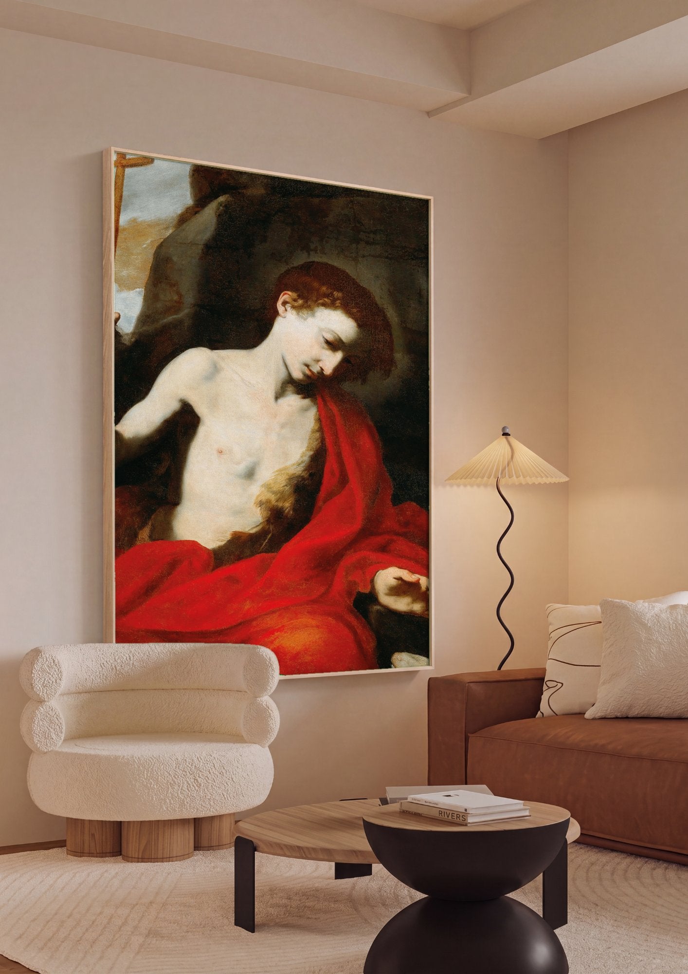 Quadro Decorativo São João Batista - Jusepe de Ribera em ambiente decorado