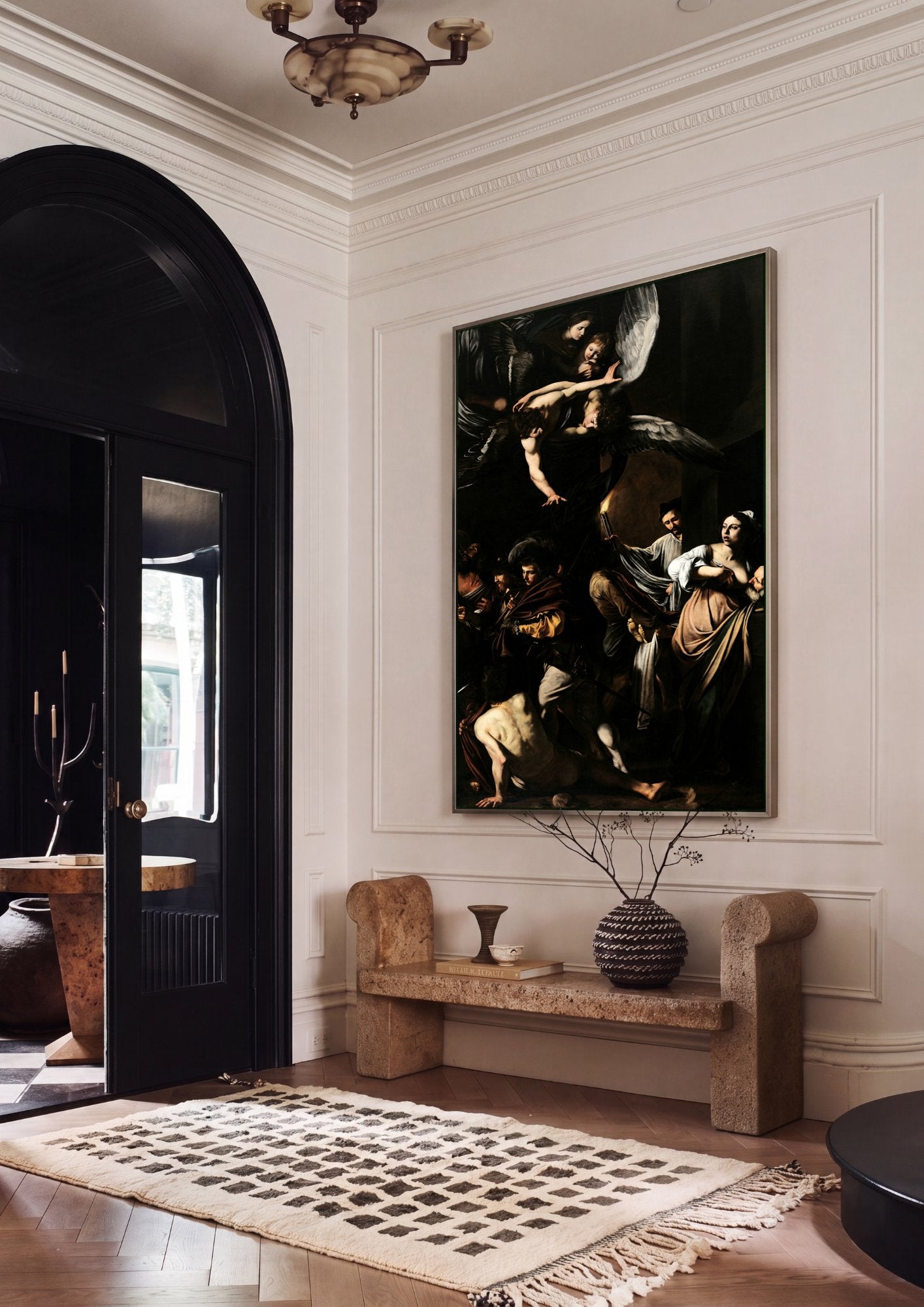 Quadro Decorativo As Sete Obras de Misericórdia - Caravaggio em ambiente decorado