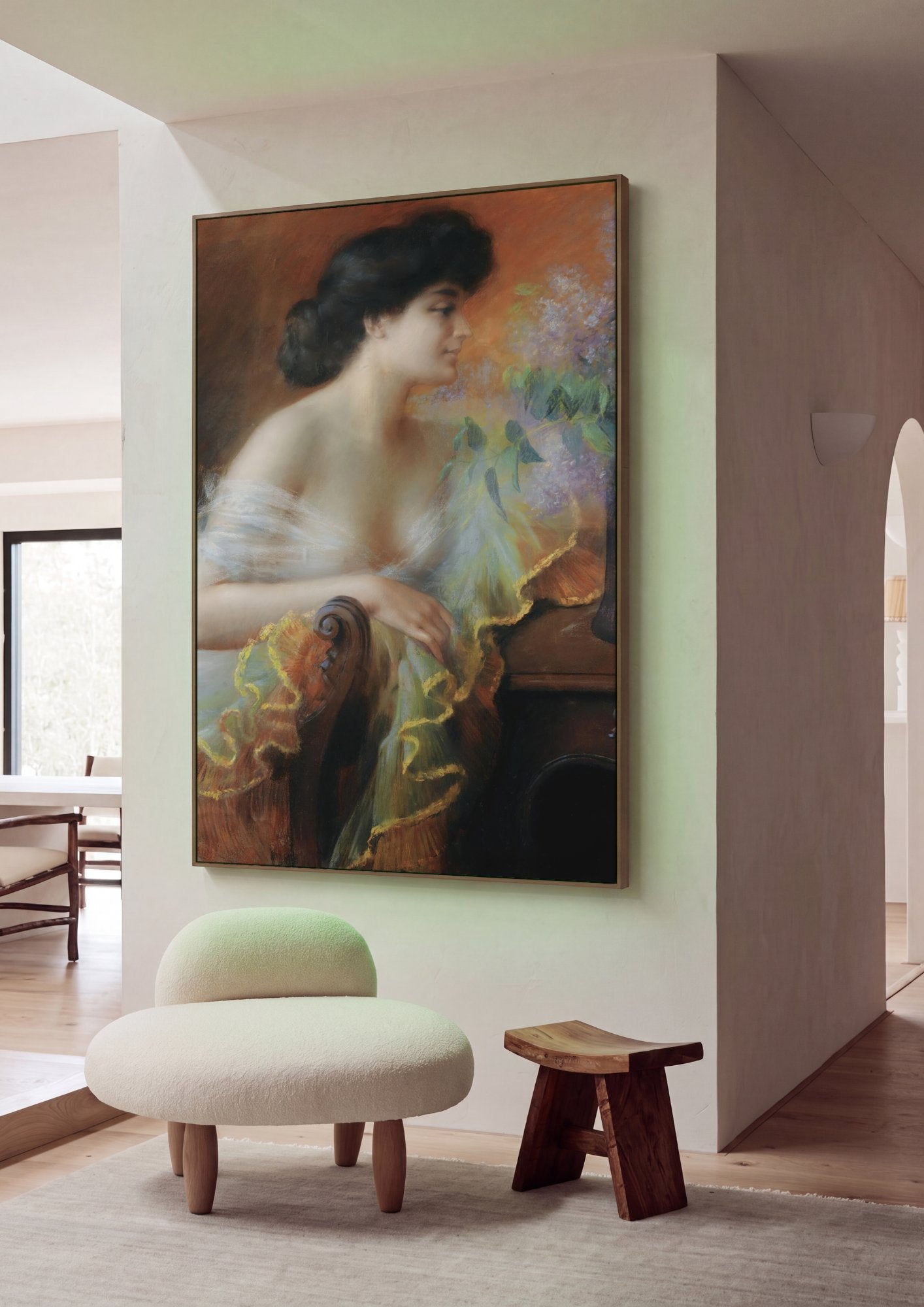 Quadro Decorativo A Mulher e os Lilases - Delphin Enjolras em ambiente decorado